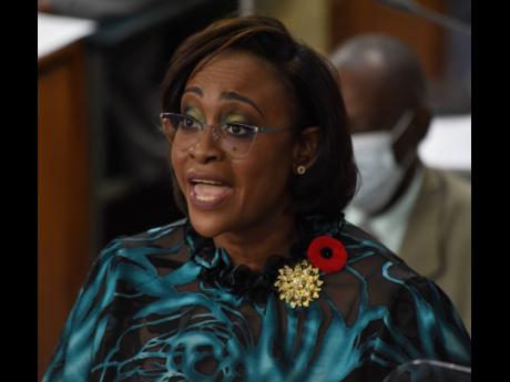 Juliet Holness, member of parliament for St Andrew East Rural, making her contribution to the State of the Constituency Debate last Tuesday.