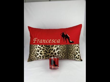 The famous Francesca pillow and candle set created by Ashley Laird Designs. 
