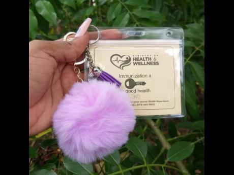 One of the COVID-19 vaccination cardholders designed by Bahja Bent.