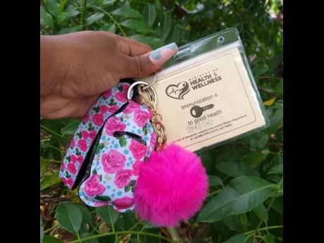 One of the COVID-19 vaccination cardholders designed by Bahja Bent.