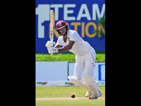 Credit: Eranga Jayawardena/AP West Indies batsman Kraigg Brathwaite plays a shot during day three of their second Test match against Sri Lanka in Galle, Sri Lanka, Wednesday, December 1, 2021.