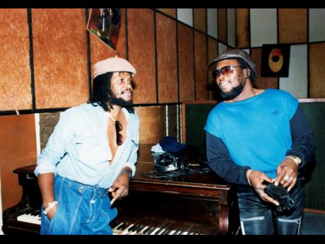 Lowell ‘Sly’ Dunbar (left) and Robert ‘Robbie’ Shakespeare of internationally famous Riddim Twins, Sly and Robbie.