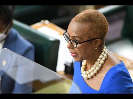 Minister of Education and Youth Fayval Williams, speaking in Gordon House on Tuesday, January 11, 2022.