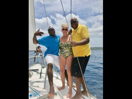 Carolyn Barrett on board with her two crew members.