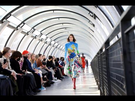 A model wears a creation for the Stella McCartney Ready To Wear Fall/Winter 2022-2023 fashion collection.