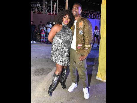 Neisha-Yen Jones (left), host of Televsion Jamaica’s ‘Daytime Live’, and dancehall artiste Mr Lexx were in good spirits. 