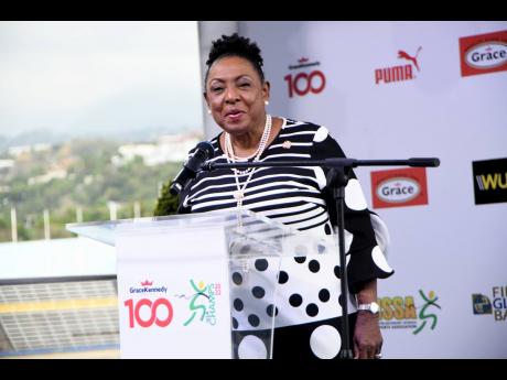 Olivia Grange, minister of culture, gender, entertainment and sport speaking at the ISSA/GraceKennedy Boys and Girls' Championships 2022 media launch recently.