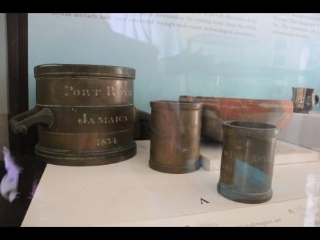 
Brass vessels, which were used to keep rum at the museum at Fort Charles, Port Royal.