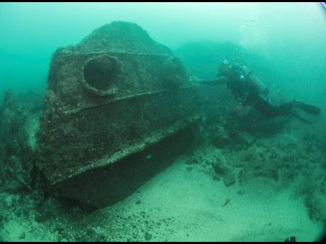 Exploring the wreck of an old steamer in the Pacific Ocean.