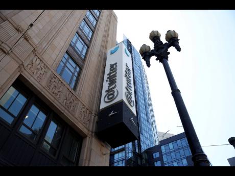 AP 
A sign is pictured outside the Twitter headquarters in San Francisco on Monday, April 25. Elon Musk reached an agreement to buy Twitter for roughly US$44 billion on Monday, April 25.