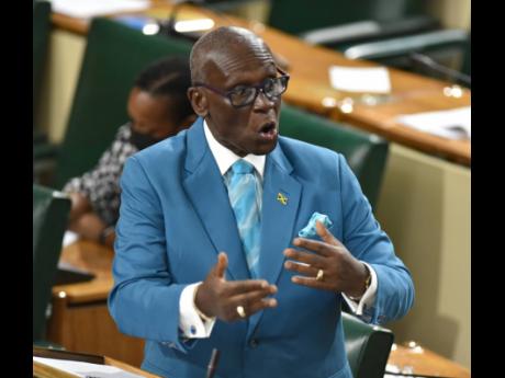Minister of Local Government and Rural Development Desmond McKenzie is animated while making his contribution to the 2022 Sectoral Debate on Wednesday. 