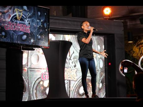 Guinness Brand Manager Lyshon Davis officially announces the launch of Guinness Sounds of Greatness 2022 during the media launch held at Usain Bolt’s Tracks & Records inside Marketplace, Constant Spring Road, last Friday. 