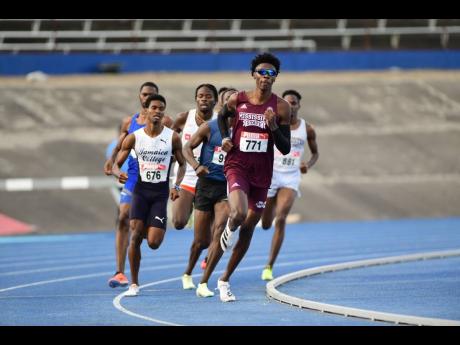 Navasky Anderson leads home his 800-metre heat at the National Senior and Junior Championships inside the National Stadium earlier today.