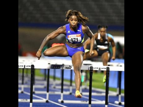 Credit: Ricardo Makyn Britany Anderson in action at the National Senior Championships at the National Stadium on Saturday night.