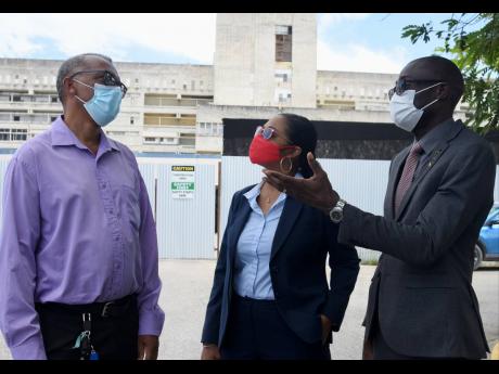 Credit: Ashley Anguin From left: Dr Derek Harvey, senior medical officer, Cornwall Regional Hospital (CRH); Andrea Rhule-Hudson, director, Montego Bay Chamber of Commerce and Industry (MBCCI) and chairman of the newly-formed CRH Committee and Oral Heaven, president of the MBCCI