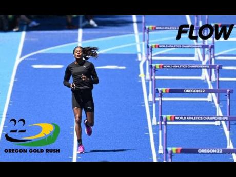 Elaine Thompson Herah at the Lane Community College training venue in Eugene, Oregon on Thursday.