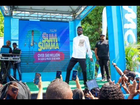 Credit: Contributed Beenie Man in his element during the Flow Sum-Summa Breakfast Party last Friday.