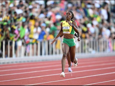 Credit: Gladstone Taylor Jamaica’s Shericka Jackson powers to victory in the women’s 200 metres final at the 2022 World Athletics Championship in Eugene, Oregon last night. Jackson won the event in a championship and national record 21.45 seconds.