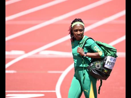 Jamaica’s Chanice Porter moments after competing in the women’s long jump qualifiers at  the World Athletics Championships in Eugene, Oregon, on Saturday. Porter had a best of 6.29 metres and did not advance to the final.