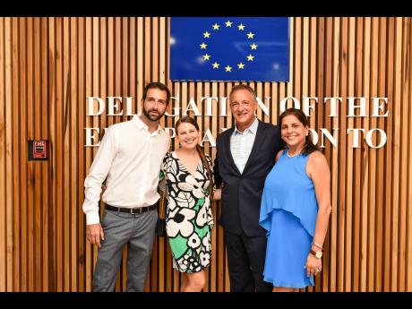 ‘Issa’ family affair! 
Amanda (second left) and Debbie Issa joined their developer husbands Peter (left) and Andrew Issa to celebrate the completion of another major project.