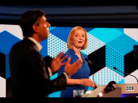 Credit: AP Liz Truss, right, and Rishi Sunak take part in the BBC Conservative Party leadership debate in Stoke-on-Trent, England, Monday July 25, 2022. Britain’s next prime minister will take office amid turmoil: galloping inflation, a war in Ukraine, souring rela