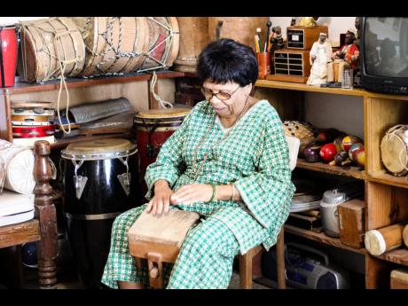 The music room at Whylie’s home is a gallery with over 40 percussion instruments. 