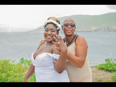Credit: Shot by Matt Samantha shares a happy moment as a bride with her Godmother Sandy Williams.