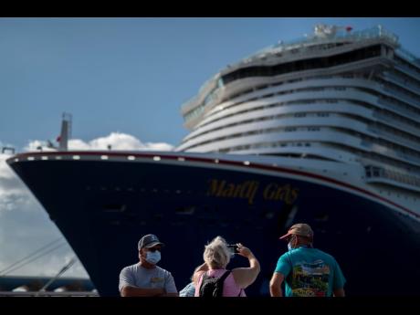 A cruise ship is docked in the bay of San Juan, Puerto Rico on August 3, 2021.