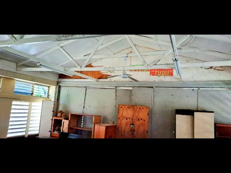 A section of a classroom ceiling at Boundbrook Primary that has been compromised by termite infestation. 