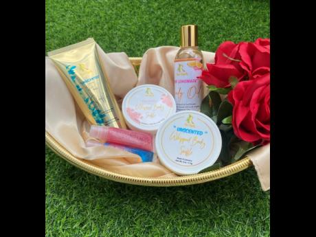 Products such as the scented face soufflé, lip gloss, unscented whipped body soufflé, and pink lemonade body oil target a number of skin conditions. 