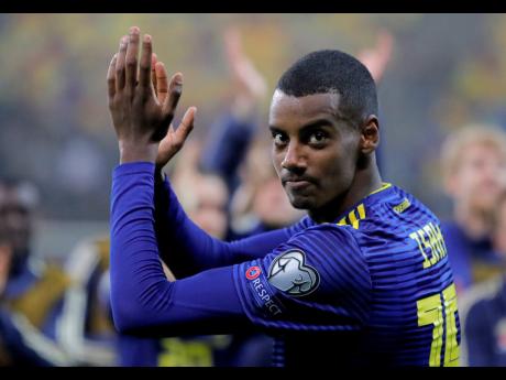 Sweden’s Alexander Isak celebrates after the Euro 2020 Group F qualifying  match between Romania and Sweden at the National Arena stadium in Bucharest, Romania on November 15, 2019.