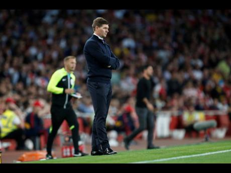 Credit: AP Aston Villa’s head coach Steven Gerrard watches the English Premier League match between Arsenal and Aston Villa at the Emirates Stadium in London on Wednesday, August 31, 2022.