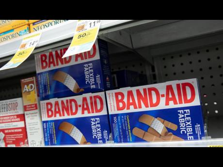 Band-Aid from Johnson & Johnson on display in a pharmacy in New York.