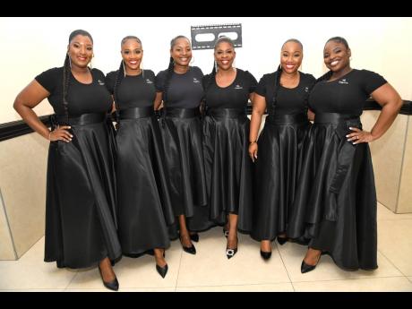 Credit: Rudolph Brown Sagicor belles in a row (from left): Jhanine Jackson, Wendy Wallace, Ann Green-Davis, Marcia Richards, Selena Chin-Coffie, and Lavra-Kaye Watson at the Sagicor motivational conference, held at The Jamaica Pegasus hotel.