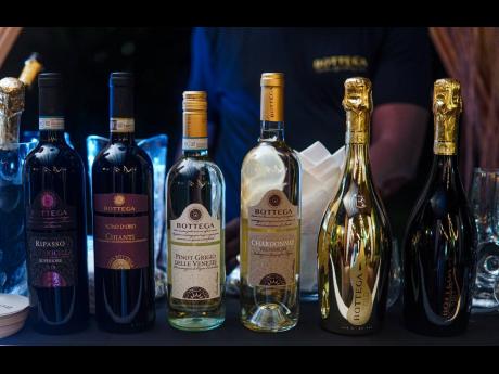 Credit: Stephanie Lyew The wine selection for the night (from left), Ripassso, Chianti, Pinot Grigio, Chardonnay, Bottega Gold Prosecco and Bottega Millisimato.