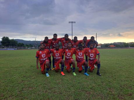 The St Andrew High School team poses for a photograph before the start of the ISSA/Digicel Manning Cup quarterfinal match-up against Haile Selassie at the Ashenheim Stadium on Saturday.