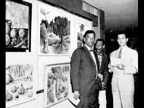 
In this 1963 photo,  Carl Abrahams exhibition of paintings inaugurated by Edward Seaga, then minister of development and welfare (right) at the Sheraton Kingston Hotel. At centre is Carl Abrahams and left Sir John Mordecai, one of the trustees of a schola