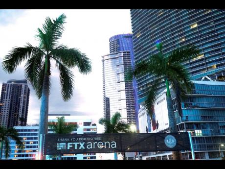 Signage for the FTX Arena is visible on November 12 in Miami, Florida. 