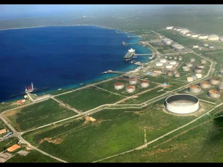 
The Bullenbaai oil terminal sits along the coast of the Dutch Caribbean island of Curaçao, near Willemstad, on December 24, 2016.