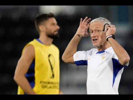 Credit: AP
France’s head coach Didier Deschamps gestures during a training session at the Jassim Bin Hamad stadium in Doha, Qatar, last week.