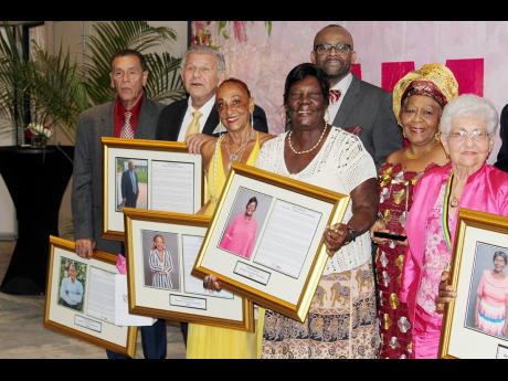  From left: Patrick Cousins, David Wehby, Sandra Martin, Pearl Grignon, Kaye Chong and Jean Seaga Anderson were among the stakeholders who were recognised for over 50 years of service in the tourism industry at the Jamaica Tourist Board’s 2022 Golden Tou