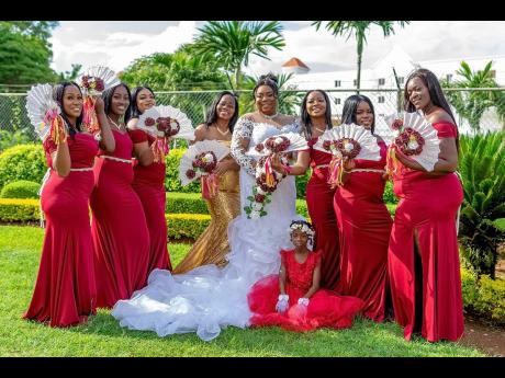 Credit: Contributed The bride shares her special day with her supportive bridesmaids.