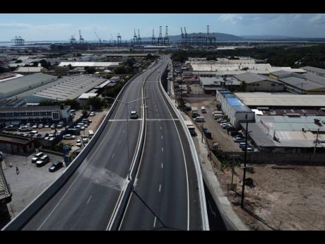 An aerial view of the overhead bridge in Three Miles.