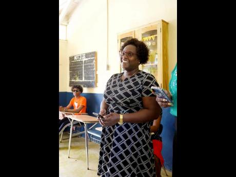 Credit: Contributed Sherene Harris, principal of Baxter’s Mountain Primary School, is all smiles as she enjoys the Haffi Mek It School Tour.