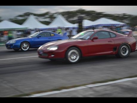 Action from a drag race meet at Vernamfield in 2016. 