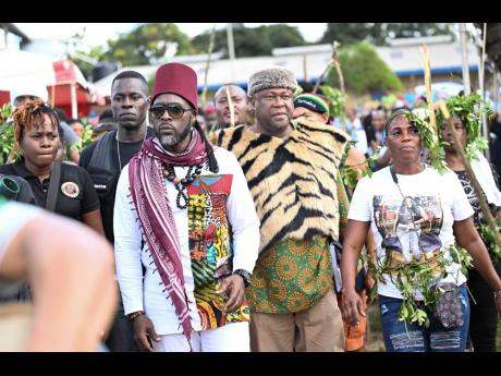 Credit: Ricardo Makyn/Chief Photo Editor Accompong Chief Richard Currie being escorted at the annual Maroon festival on January 6, 2023.