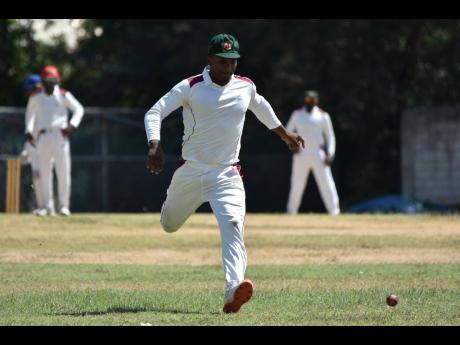 Sadique Henry of Melbourne Cricket Club chases the ball during the first round Senior Cup match against the  Jamaica Defence Force at Up Park Camp on Saturday.