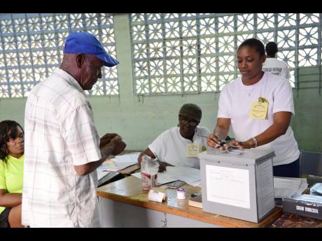 
A voter casts his vote at the local government elections in November 2016.