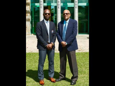 Dr Kishore Shallow (left) and Azim Bassarath were elected to the posts of President and Vice-President, respectively, of Cricket West Indies (CWI), during the annual general meeting at Coolidge Cricket Ground last Saturday evening.   They will serve two-ye