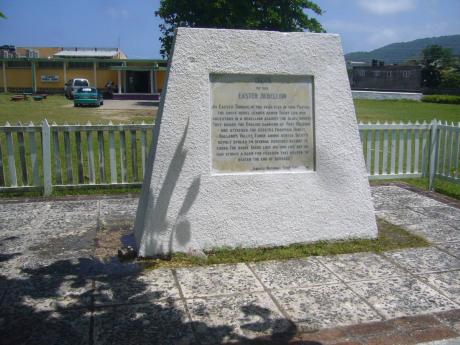 The monument erected in the Claude Stuart Park in Port Maria, St Mary, in honour of Tacky, the leader of the 1760 Easter Rebellion in St Mary.